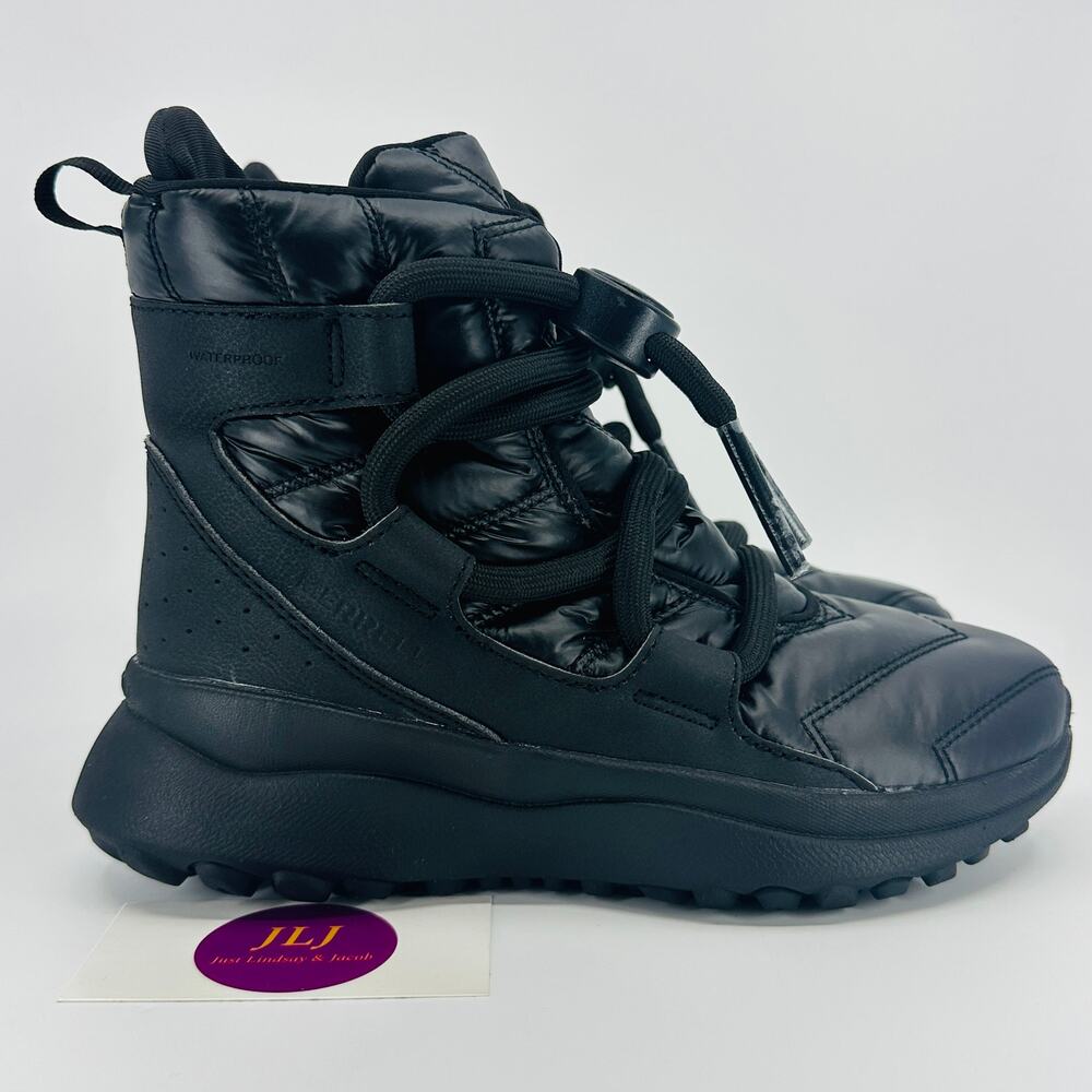 Merrell Women's Cloud Puff Lace Polar Waterproof Snow Boots Black J003614 Size 6